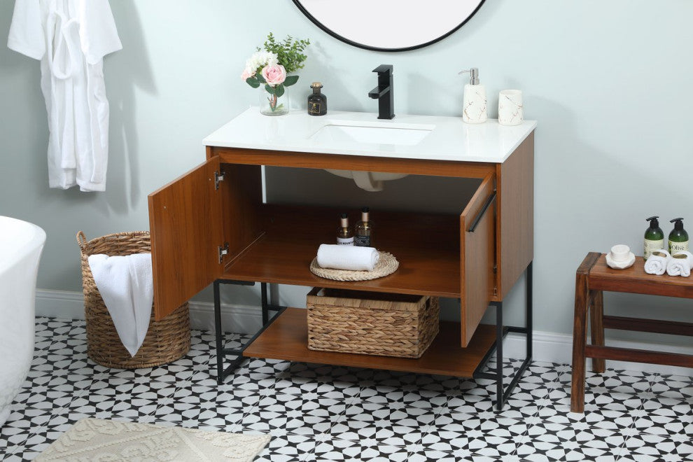 Sue 40" Single Bathroom Vanity, Teak