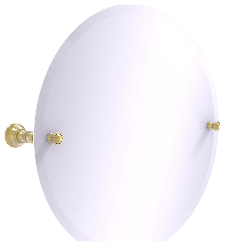 Carolina Frameless Round Tilt Mirror with Beveled Edge, Satin Brass