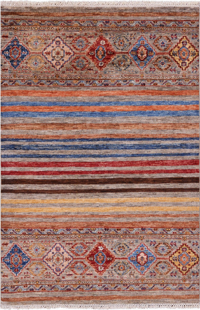 Hand Knotted Khorjin Super Kazak Wool Rug 3' 5" X 5' 0" Q10024