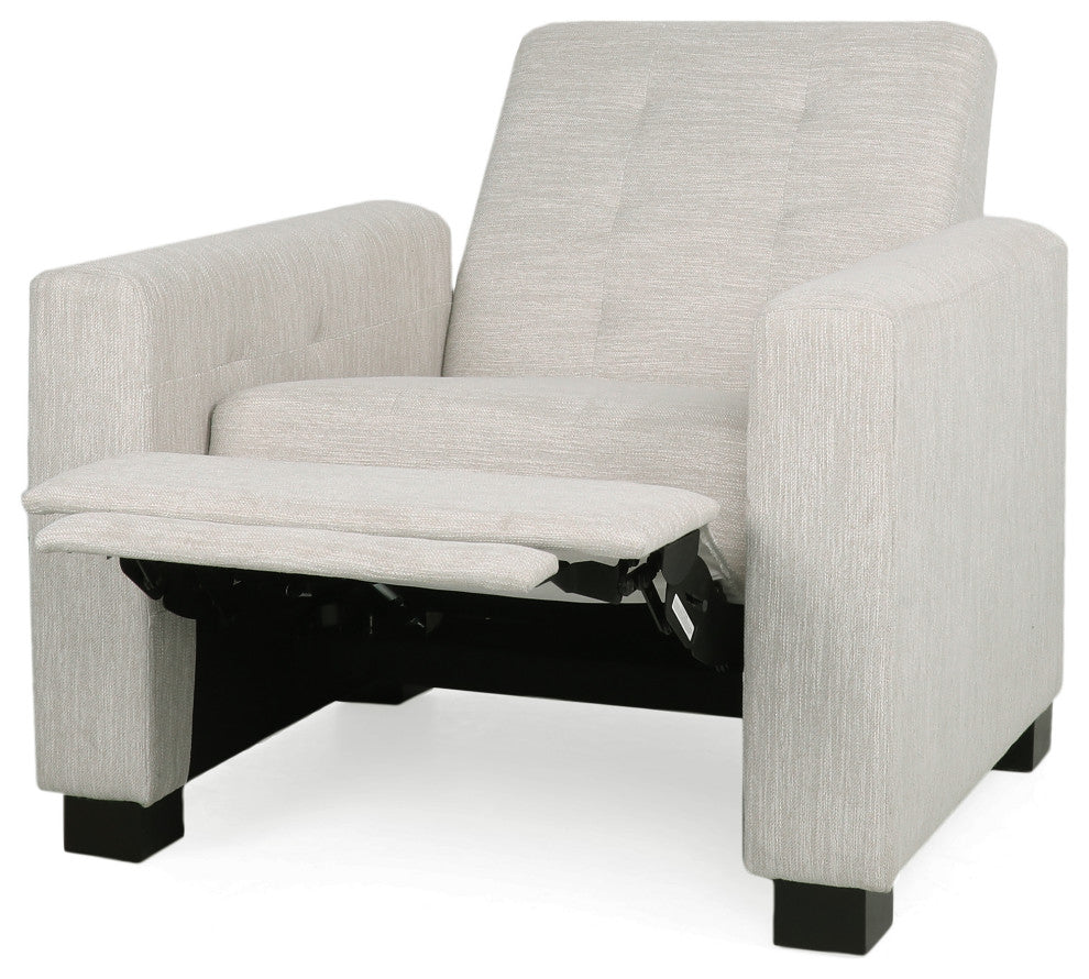 Langseth Contemporary Tufted Pushback Recliner, Beige/Dark Brown, Fabric