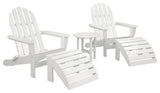 Polywood Classic Oversized Curveback Adirondack 5-Piece Casual Set, White