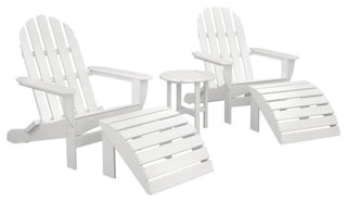 Polywood Classic Oversized Curveback Adirondack 5-Piece Casual Set, White