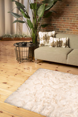 Hudson Faux Fur 5'x8' Rectangular Rug Gradient Tan, Gradient Tan