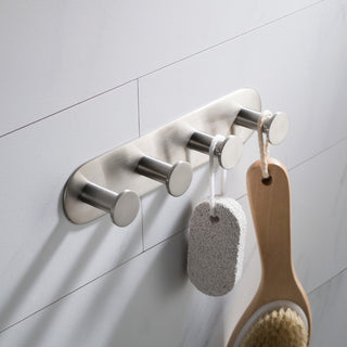 Elie Bathroom Robe and Towel 4-Hooks Rack, Nickel
