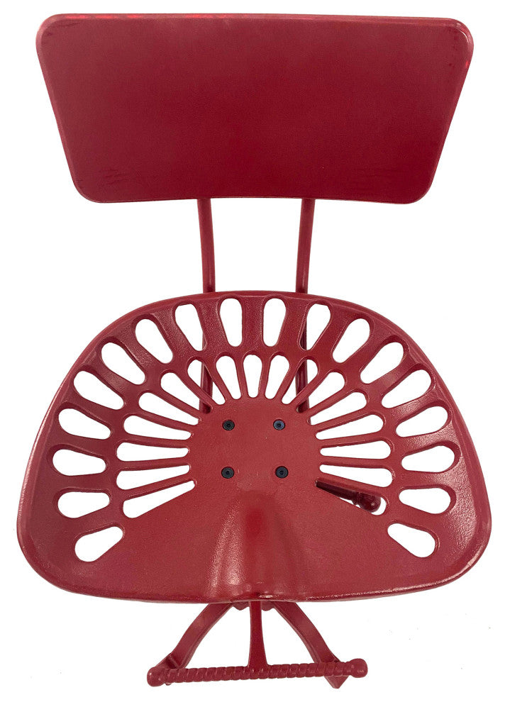 August Tractor Seat Stool With Back, Red
