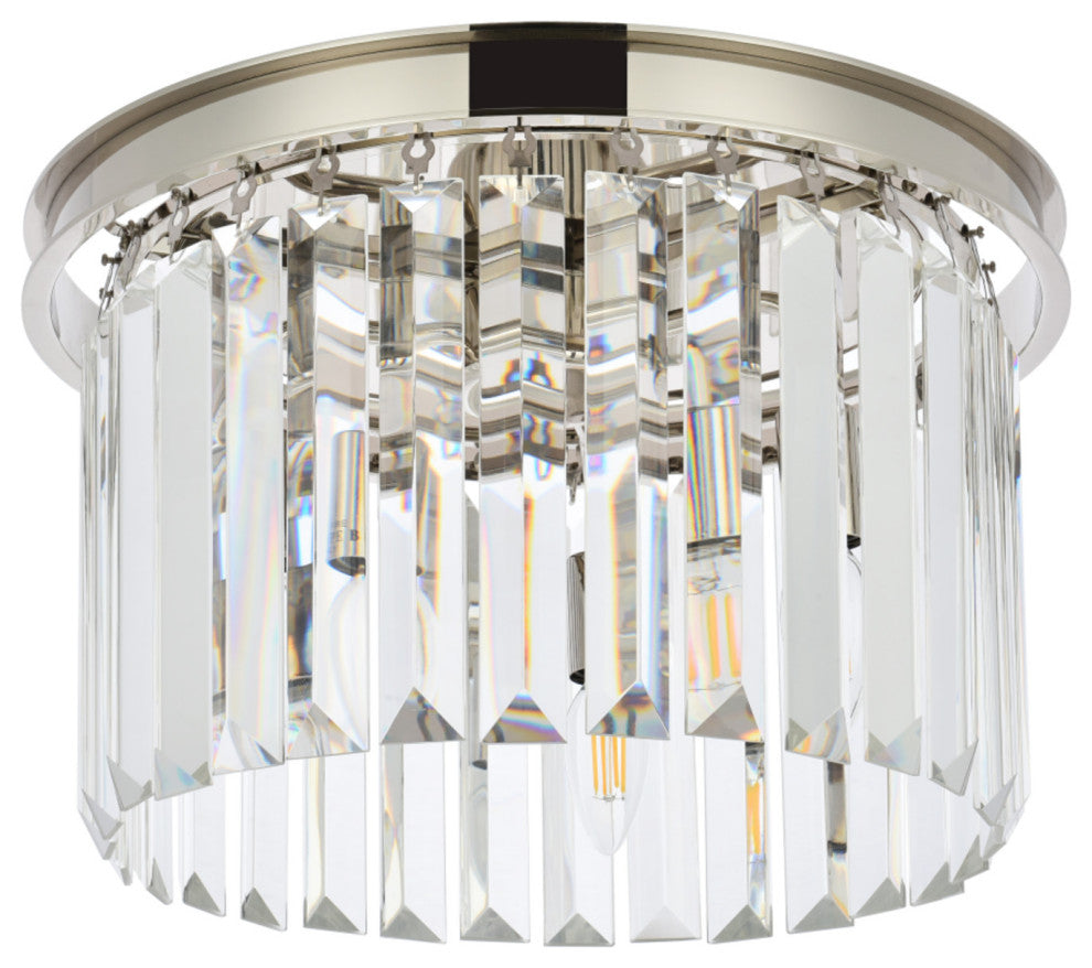 Elegant Lighting 1238F16/RC Sydney 3 Light 16"W Flush Mount Drum - Polished