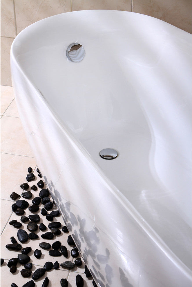 Aqua Eden 71" Acrylic Freestanding Single Slipper Tub With Drain, White