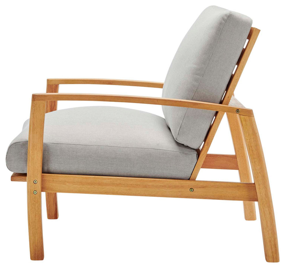 Lounge Sectional Sofa Chair Set, Wood, Brown Natural Gray, Modern, Outdoor