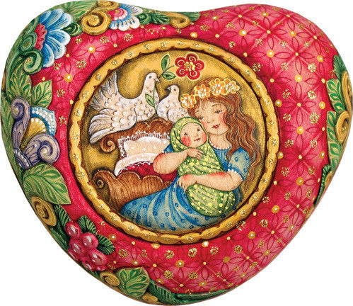 Hand Painted Wrapped Wishes Motherly Love Heart Box