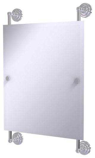 Que New Rectangular Frameless Rail Mounted Mirror, Polished Chrome