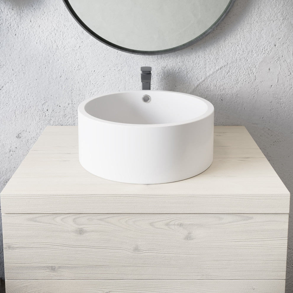 Monaco Round Vessel Sink, Matte White