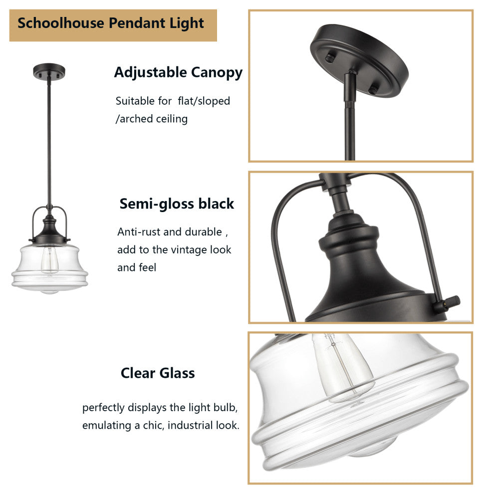 Industrial Pendant Light Black Schoolhouse Hanging Light