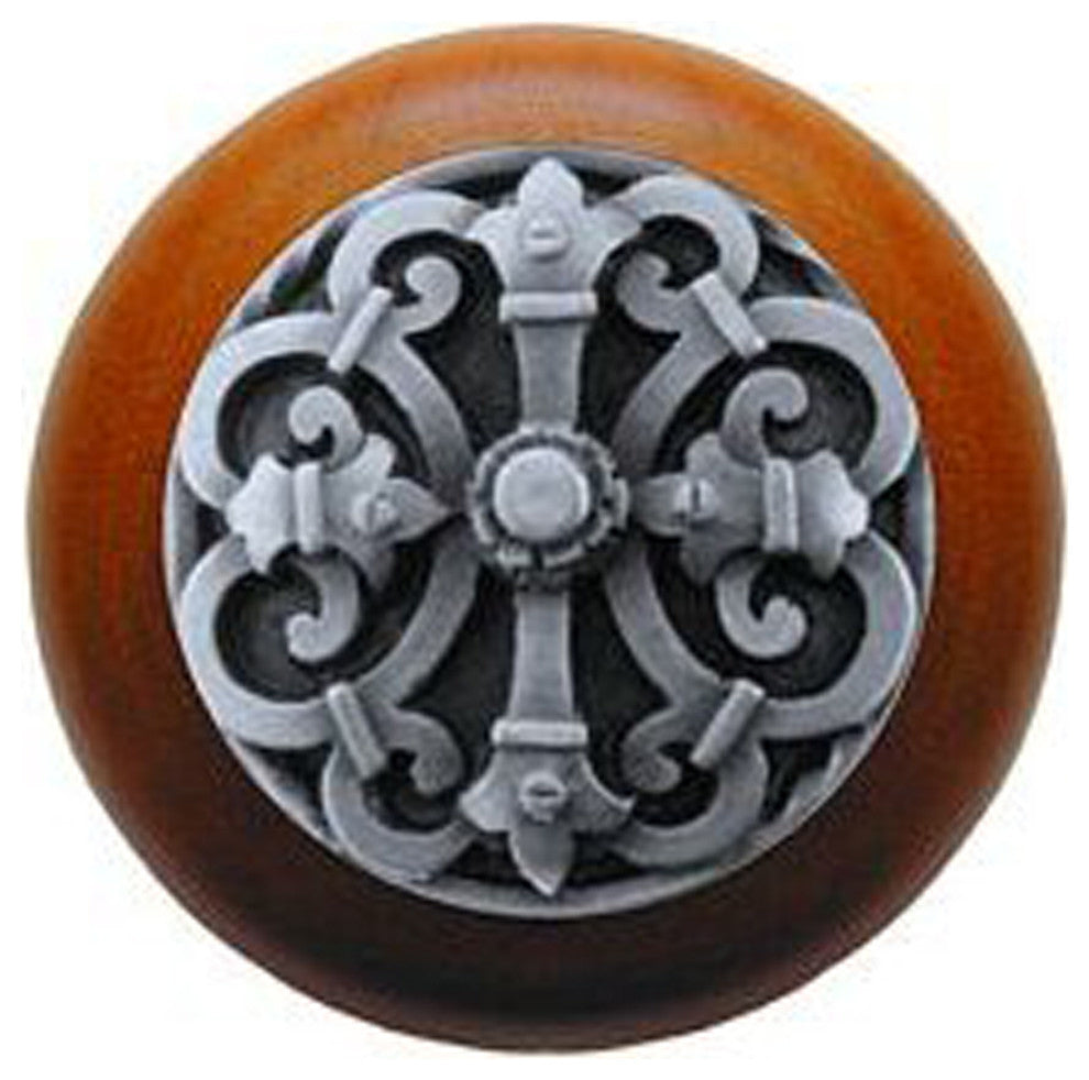 Chateau Cherry Wood Knob, Antique-Style Pewter