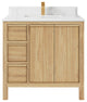 Elizabeth 36 Center Sink Bath Vanity in Light Natural Teak 1.5" Empira Quartz