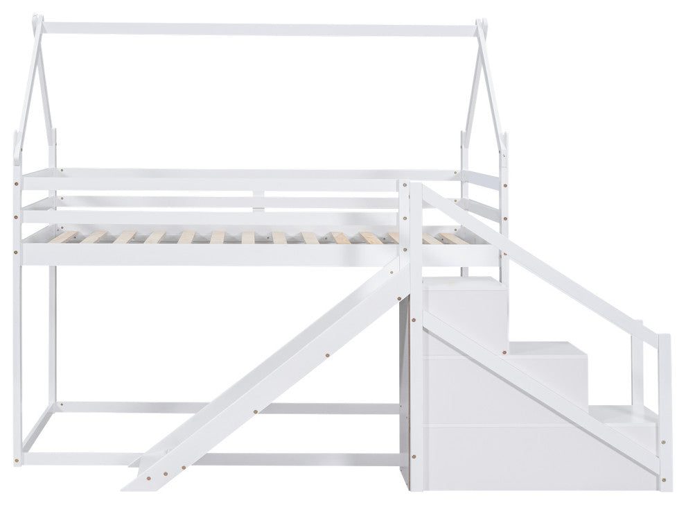 Gewnee Twin over Twin House Loft or Bunk Bed
