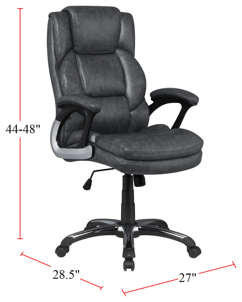 Adjustable Height Office Chair With Padded Arm, Gray and Black