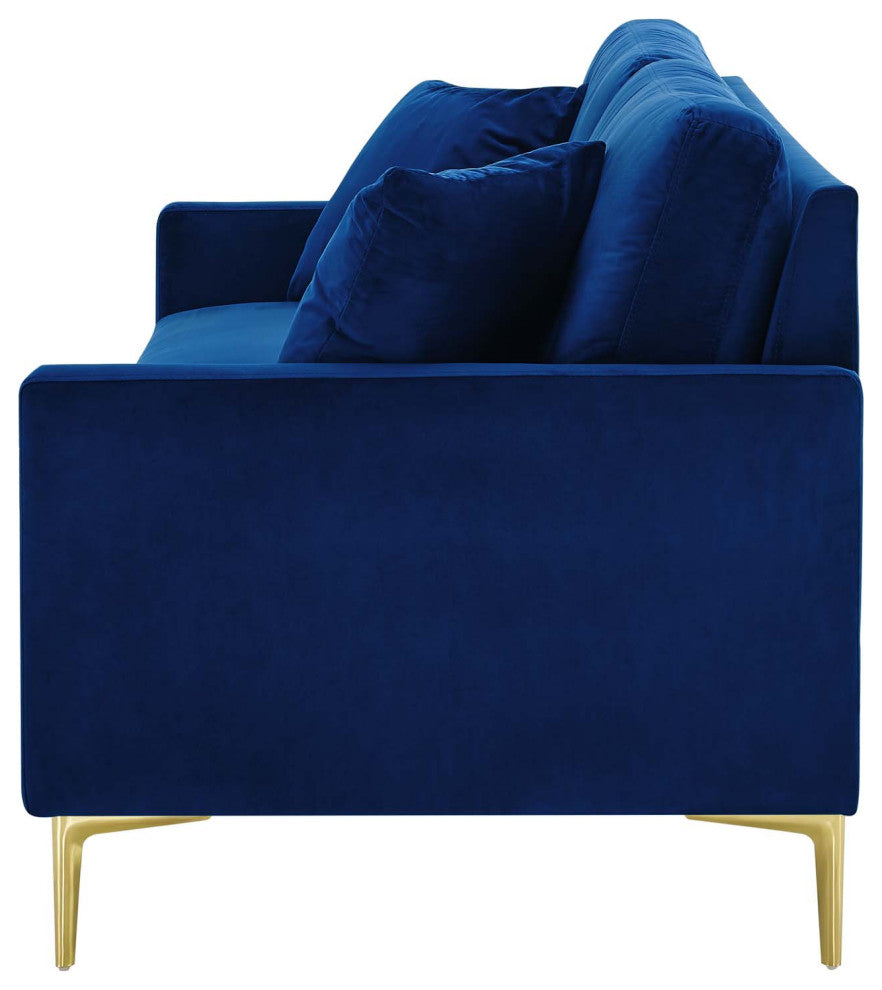 Sofa, Velvet, Blue Navy, Modern, Living Lounge Room Hotel Lobby Hospitality