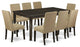 9-Piece Dining Set, Table With Self Storing 8 Parson Chair, Brown Color