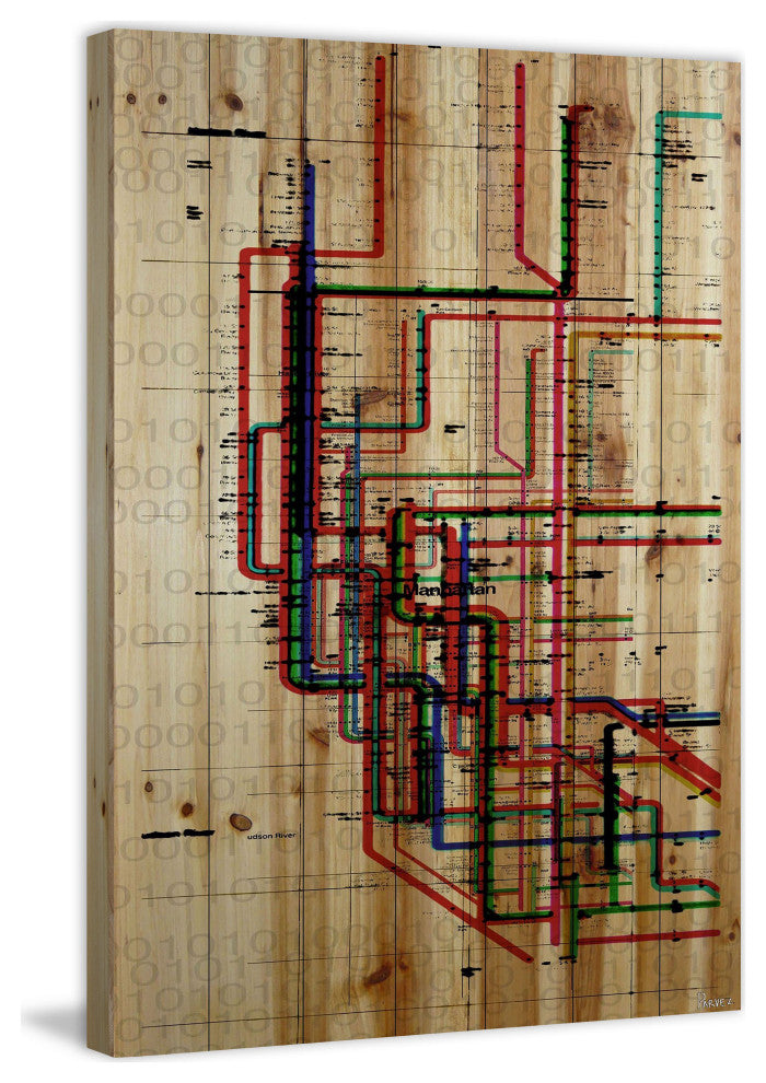 "Subway" UV Ink Print on Natural Pine Wood, 40"x60"