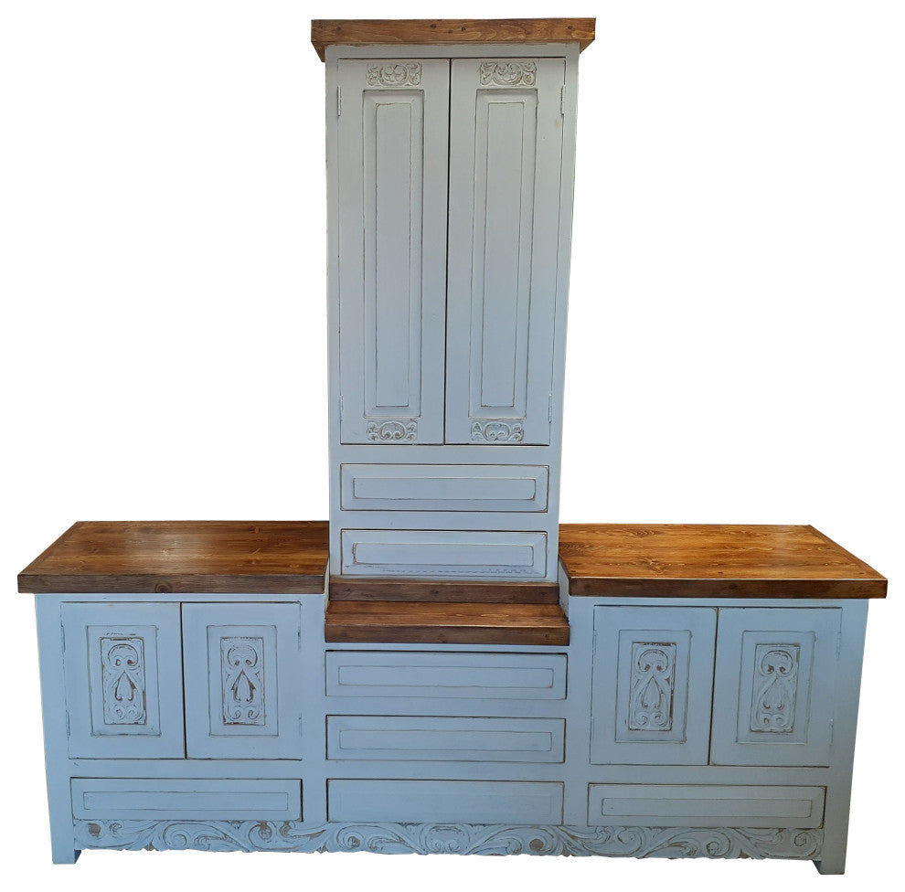 Shipwreck Rustic White Washed Bathroom Vanity, White Washed, 60 X 20 X 32