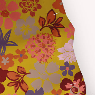 70"Wx73"L Succulent Garden Shower Curtain, Mustard