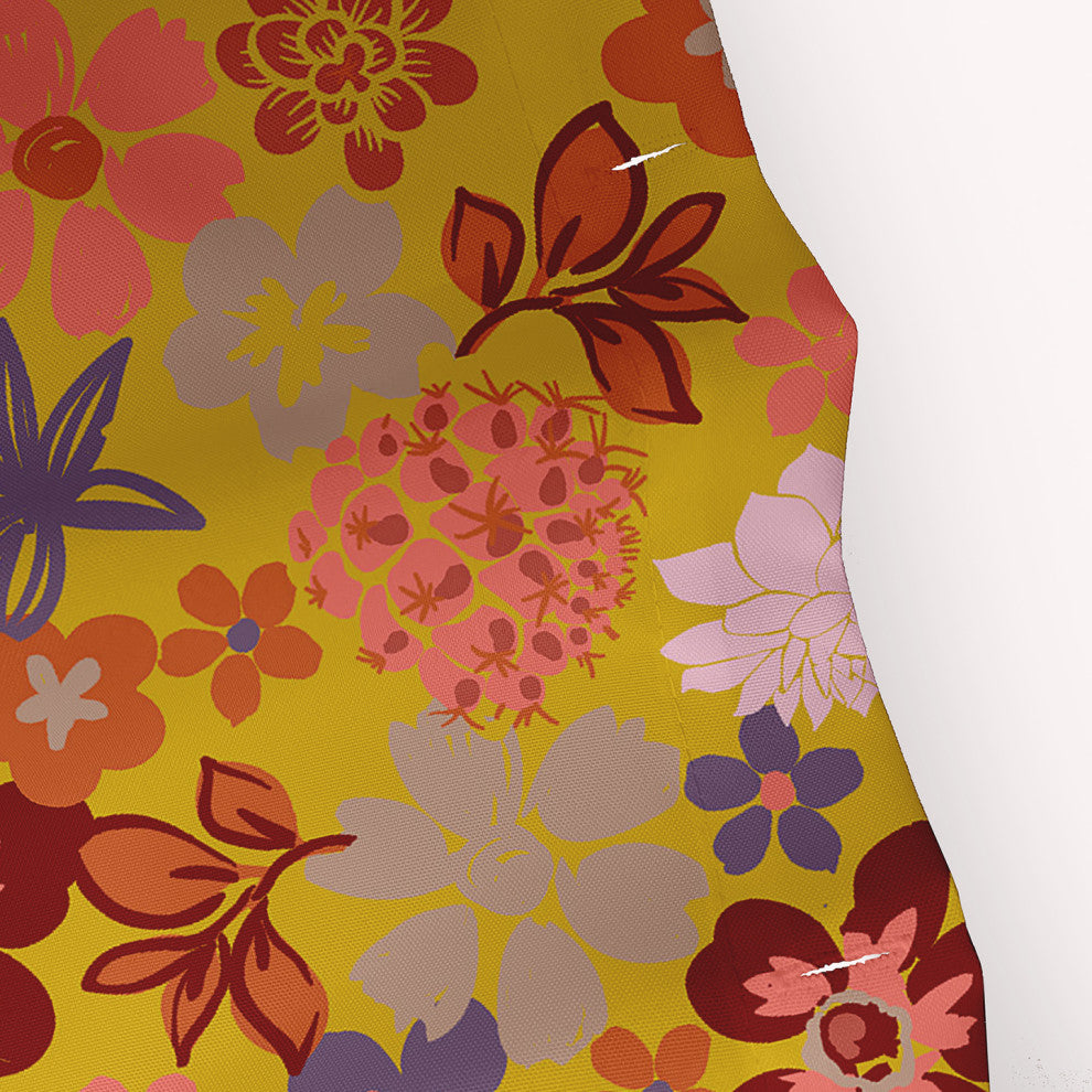 70"Wx73"L Succulent Garden Shower Curtain, Mustard