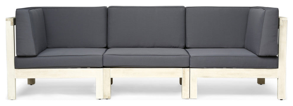 Andy Outdoor Modular Acacia Wood Sofa With Cushions