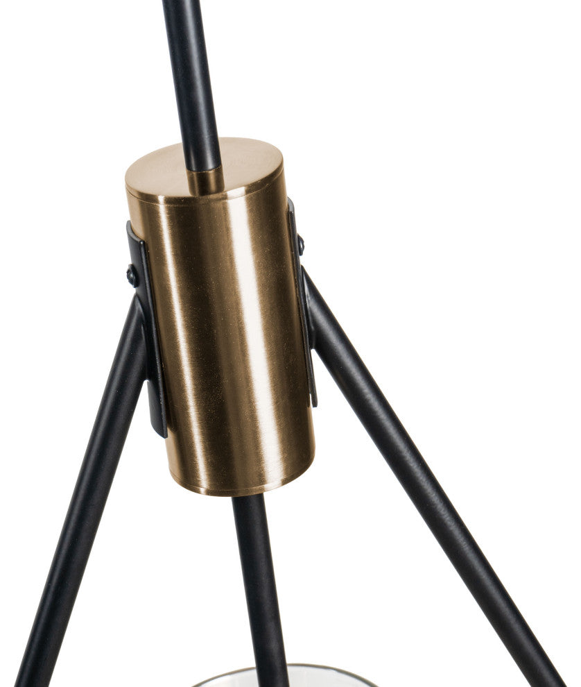 Everly Single Light Metal and Glass Pendant, Black and Brass