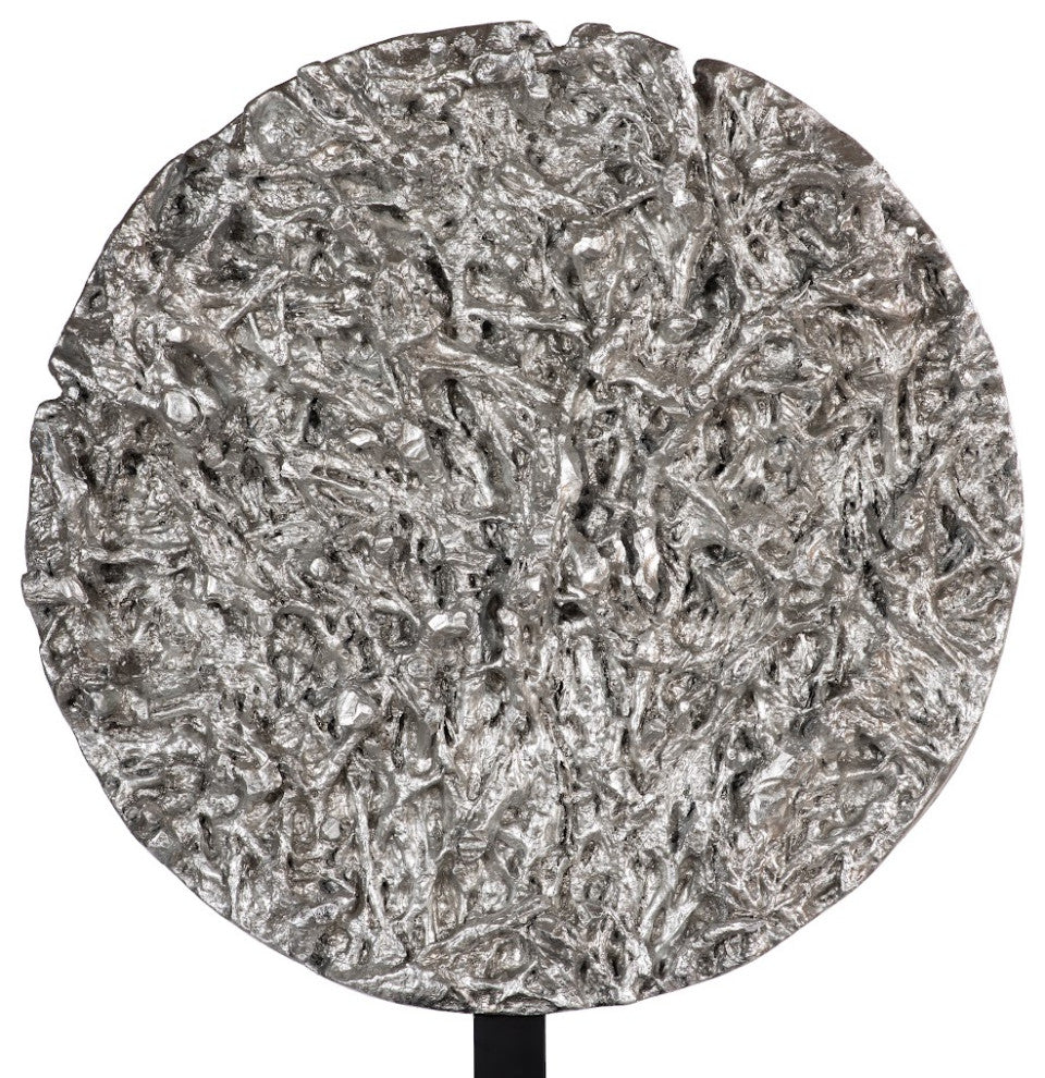 Cast Colossal Root On Stand Sculpture, Silver Leaf