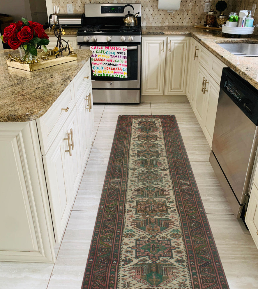Fine Vintage Distressed Margaret Beige/Brown Runner, 2'9x13'1