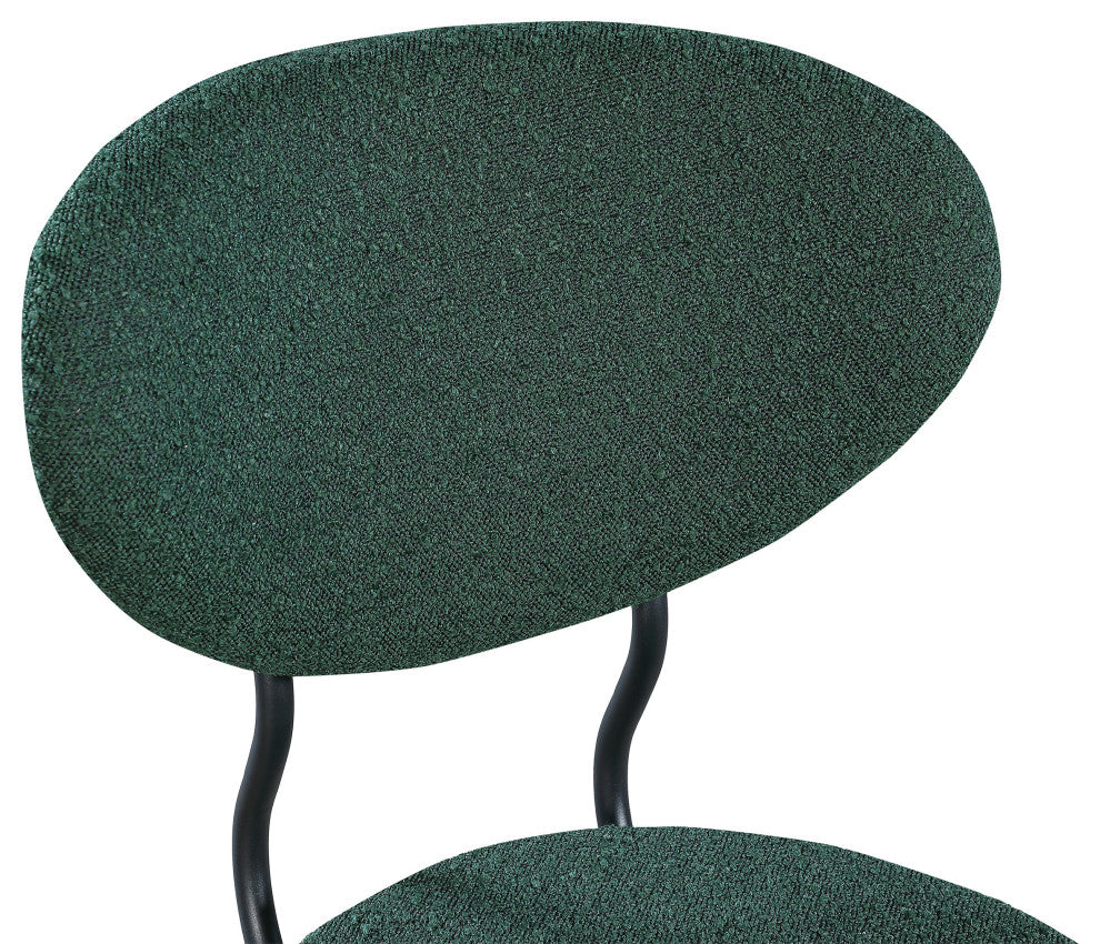 Allure Boucle Fabric Upholstered Dining Chair Set of 2, Green