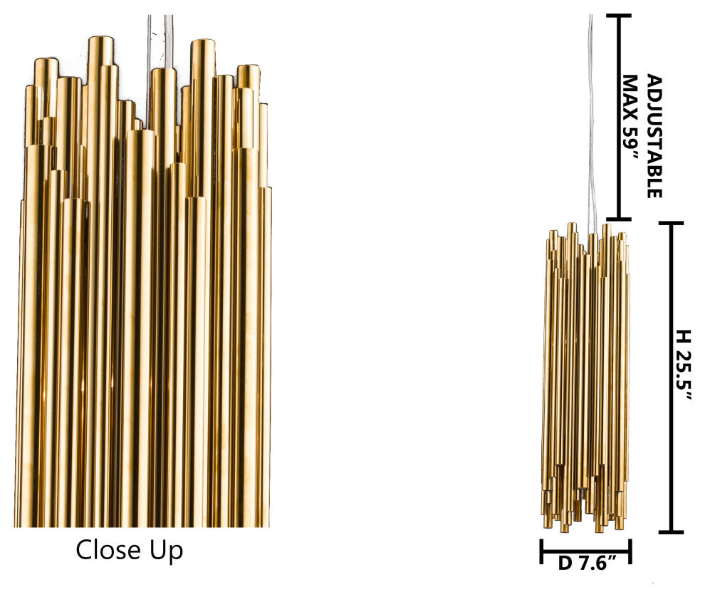 Gold Stainless Steel Rod Single Pendant Light Fixture
