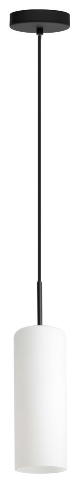 Troy 3 1-Light Pendant,, Structured Black Finish, Opal Glass Shade