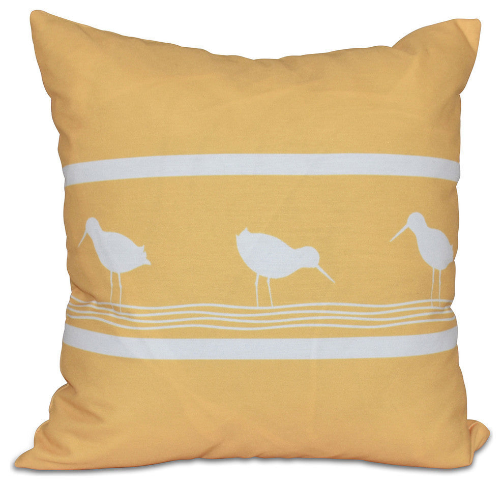 Birdwalk, Animal Print Pillow, Yellow, 26"x26"