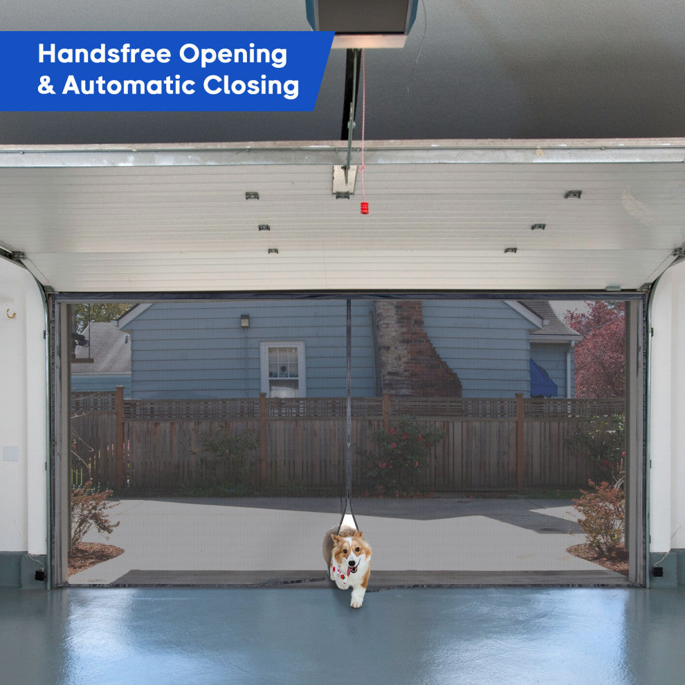 16x7 Ft Garage Door Screen Single Car Insect Bug Mesh Magnetic Weighted Bottom