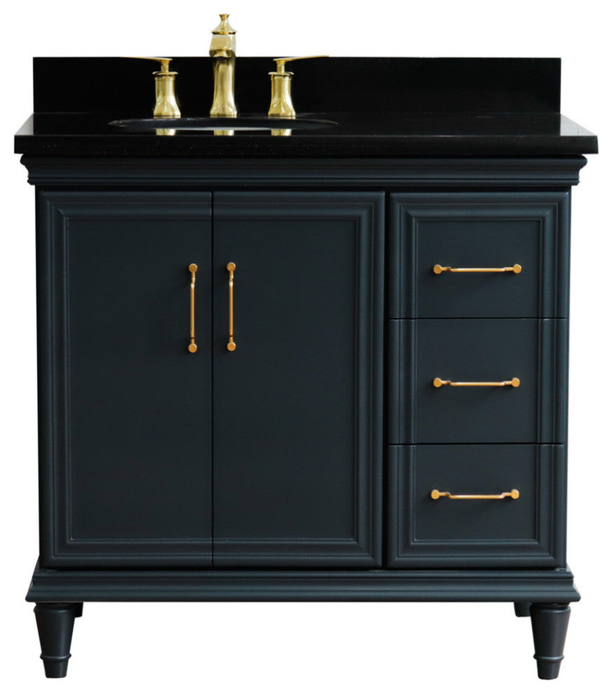 37" Single Vanity, Dark Gray Finish With Black Galaxy