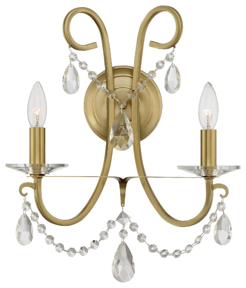 Crystorama 6822-VG-CL-MWP, 2-Light Wall Mount, Vibrant Gold