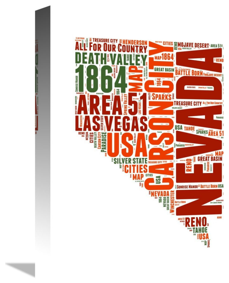 "Nevada Word Cloud Map" Fine Art Print
