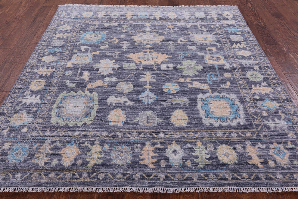 7' Square Turkish Oushak Handmade Wool Rug - Q13468
