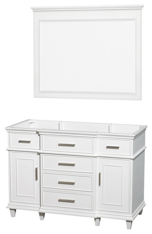 Berkeley 48" White Single Vanity, No Top, and No Sink, 44"