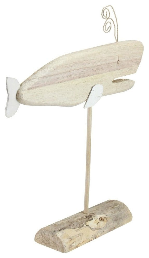 12" Natural Wood Cape Cod Inspired Sperm Whale Table Top Decoration