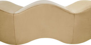 Wave Upholstered Bench, Camel, Velvet