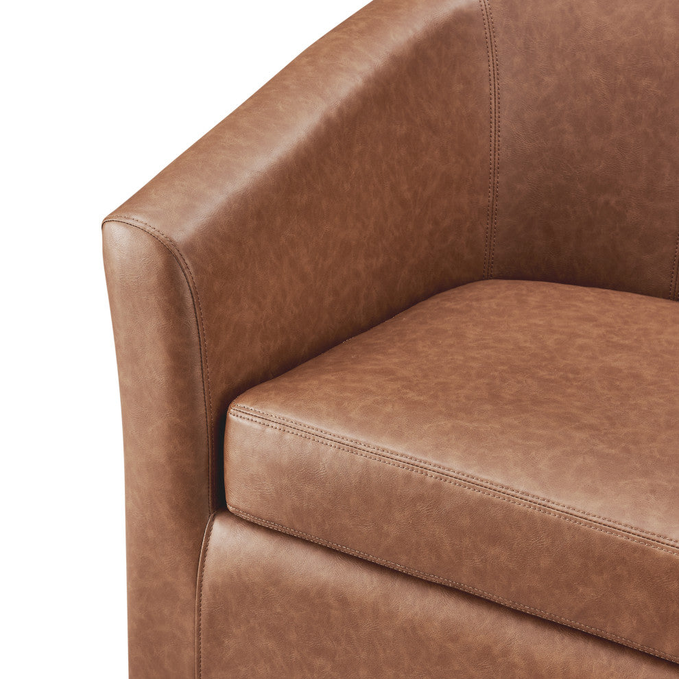 Ernest PU Swivel Accent Arm Chair, Vintage Cider