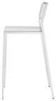 Counter Stool Chair, Set of 2, Faux Vinyl Leather, Steel, White, Silver, Cafe