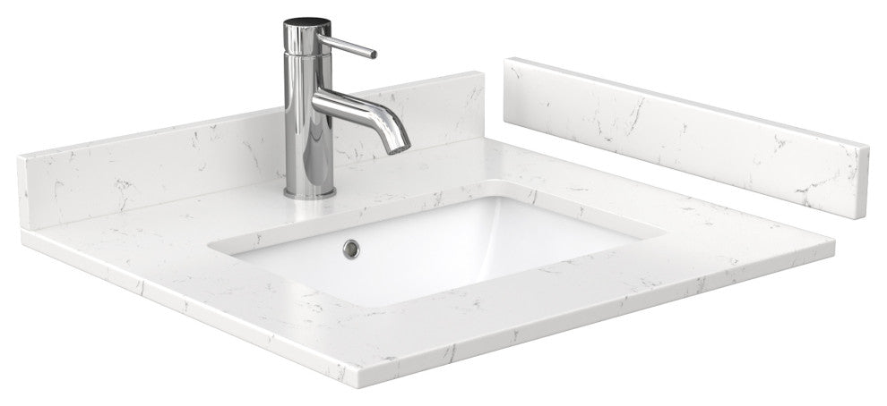 Beckett 24" Dark Gray Single Vanity, Carrara Cultured Marble Top, Black Trim