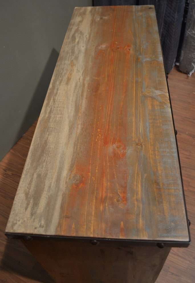 Rustic Farmhouse Style Multicolor TV Stand Media Console