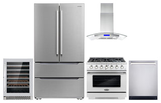 5PC Kitchen Package with 36" Freestanding Gas Range & 36" Island Range Hood