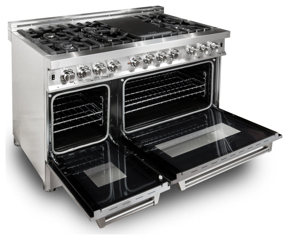 ZLINE 48 in. Professional Dual Fuel Range With DuraSnow Finish Door, RA-SN-48
