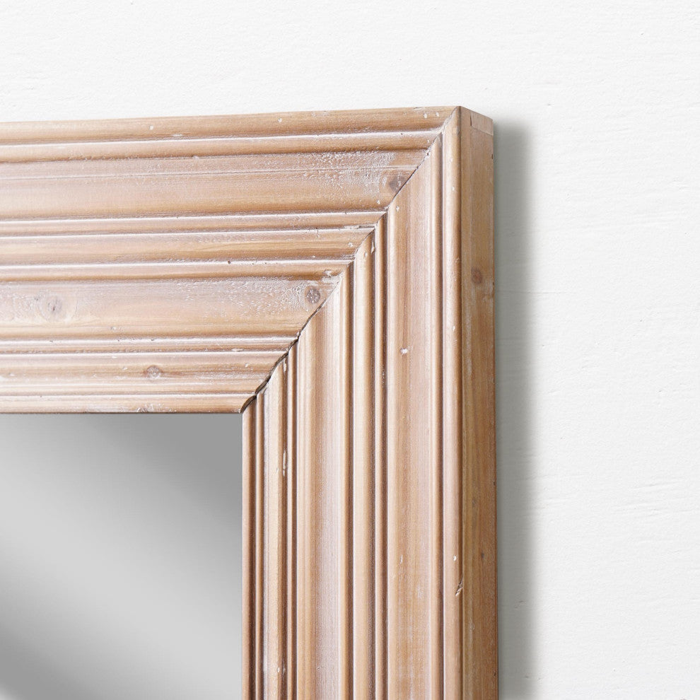 Head West Natural Whitewash Wood Farmhouse Wall Accent Mirror - 30" x 40"