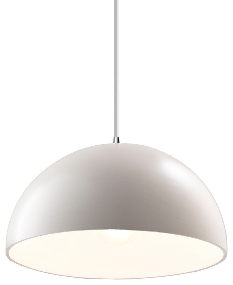 Dome 1-Light Pendant, Matte White, Polished Chrome, White Cord